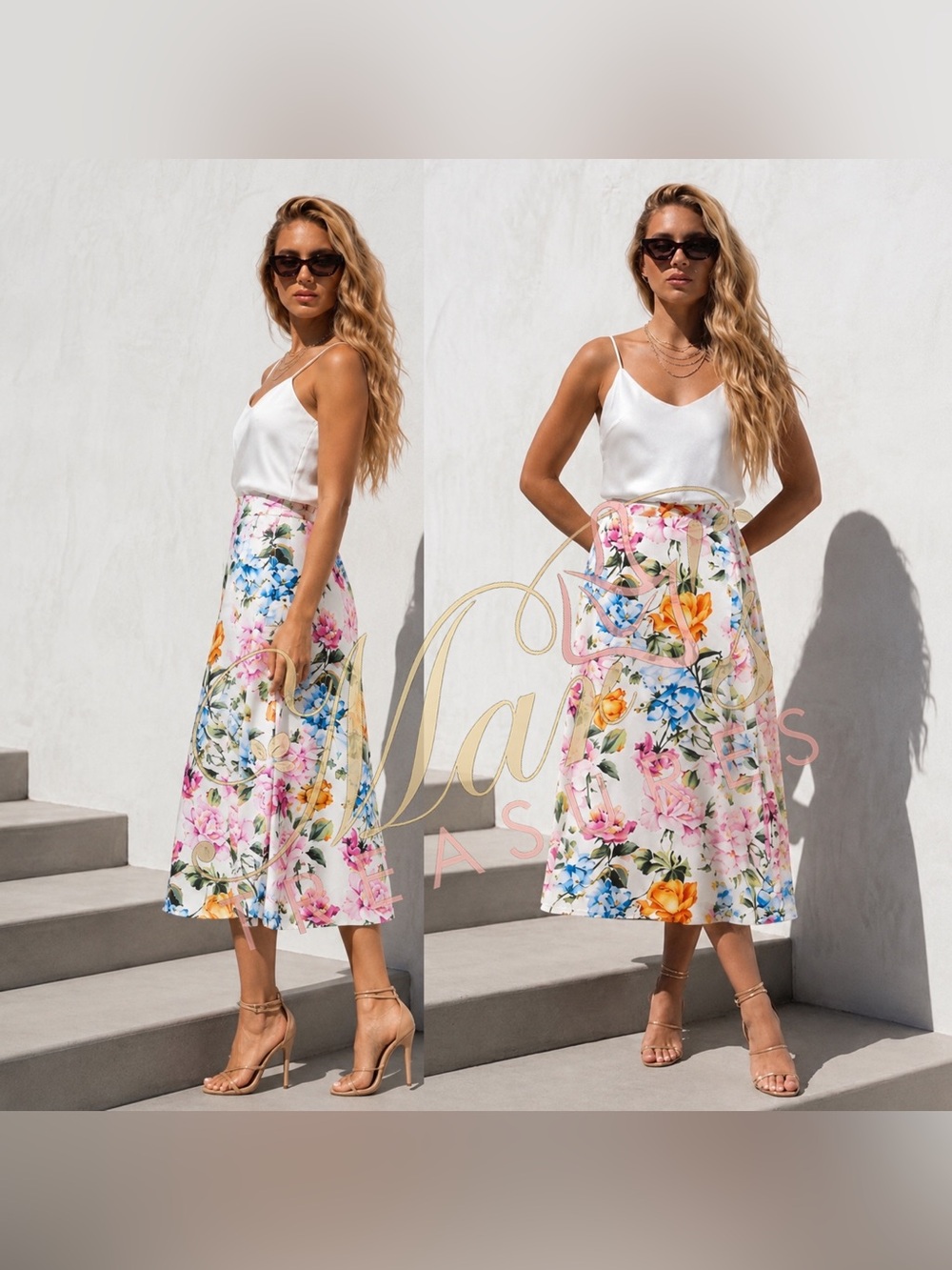 NWT Show Me Your Mumu Floral A-Line Midi Skirt Faux Wrap Midi Skirt Sz XS